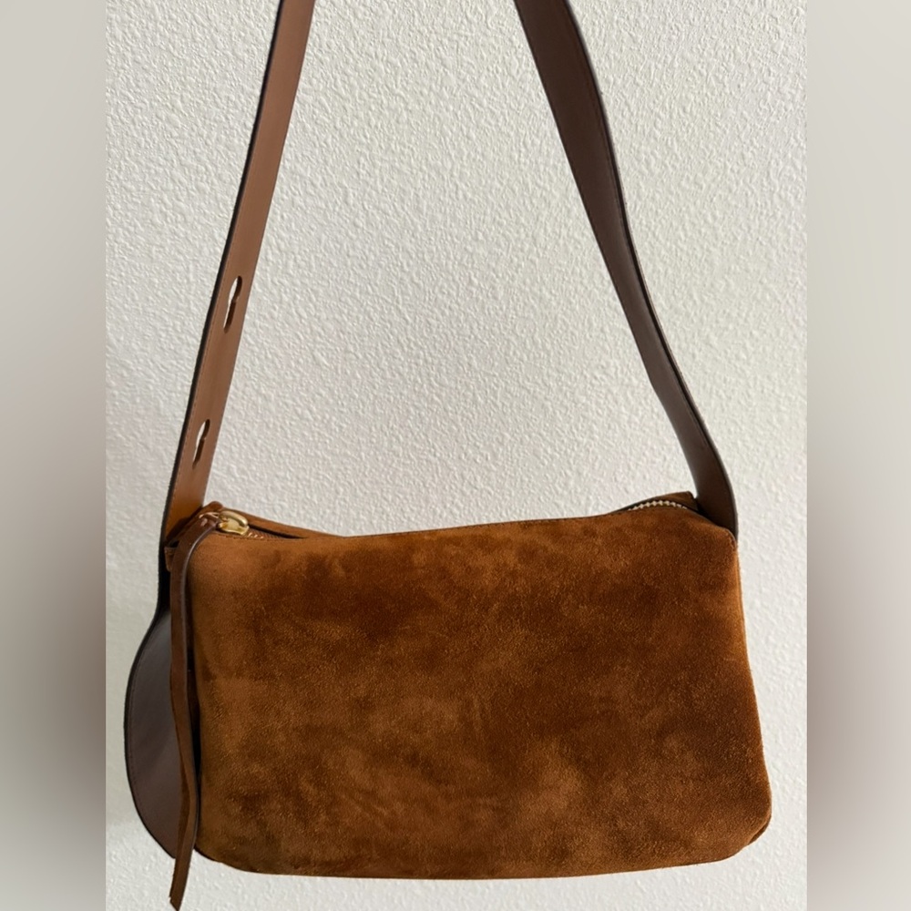 Tory Burch Suede Romy Purse Height: 7.7",length: 12.2"depth: 3.2"